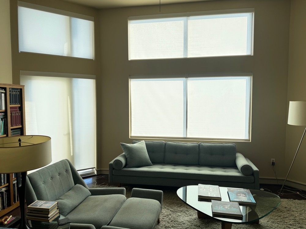 High-Quality Norman Light Filtering Roller Shades in a Downtown Loft on Yupon St in Houston, TX